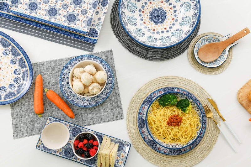 Bico Blue Talavera Dinner Plates Set of 4, 11 Inch Large Ceramic Plates for Pasta, Steak, Stylish Serving Dishes, Microwave and Dishwasher Safe, Gift for Housewarming and Thanksgiving - Image 5